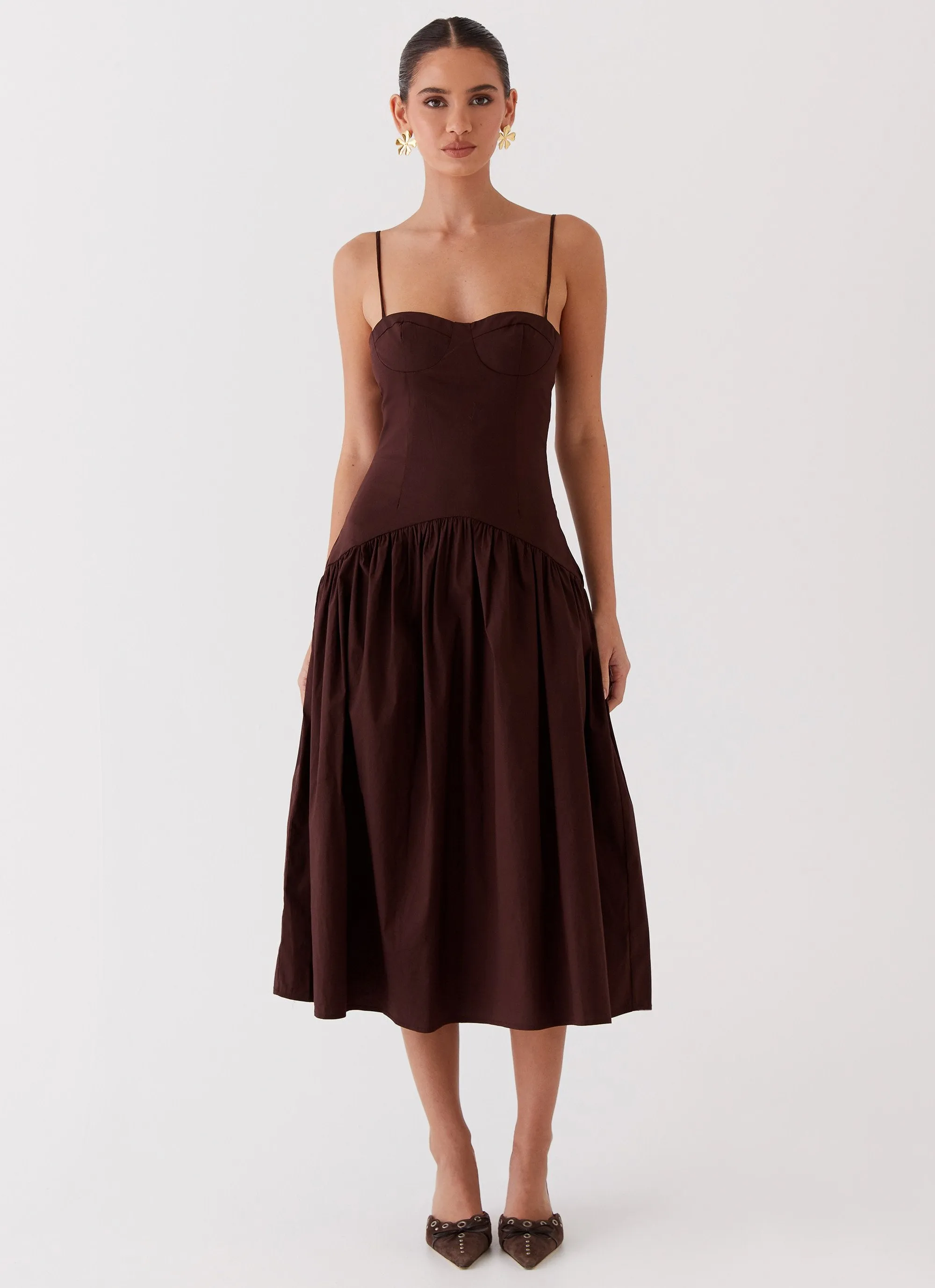 Yvette Corset Midi Dress - Chocolate sold by Peppermayo product image thumbnail 2