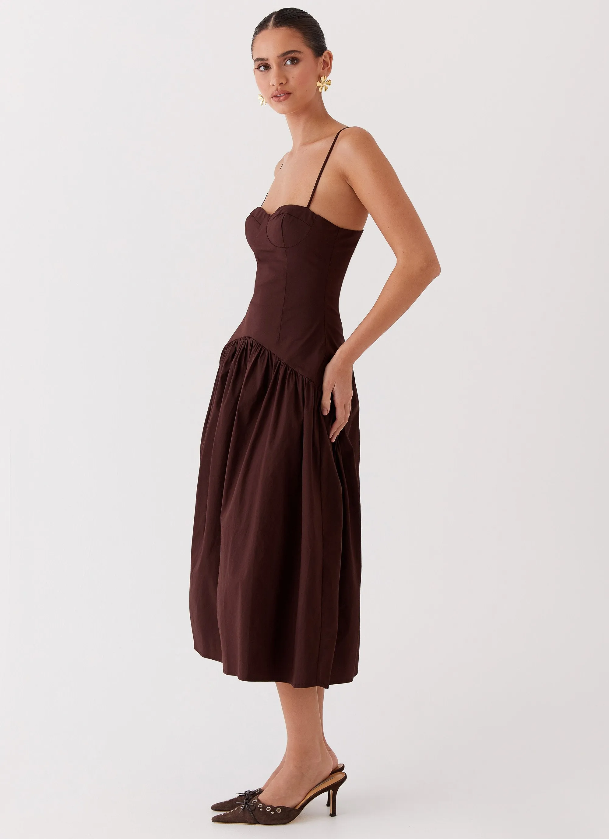 Yvette Corset Midi Dress - Chocolate sold by Peppermayo product image thumbnail 3
