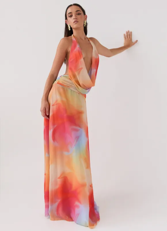 Elysia Chiffon Maxi Dress - Rainbow sold by Peppermayo
