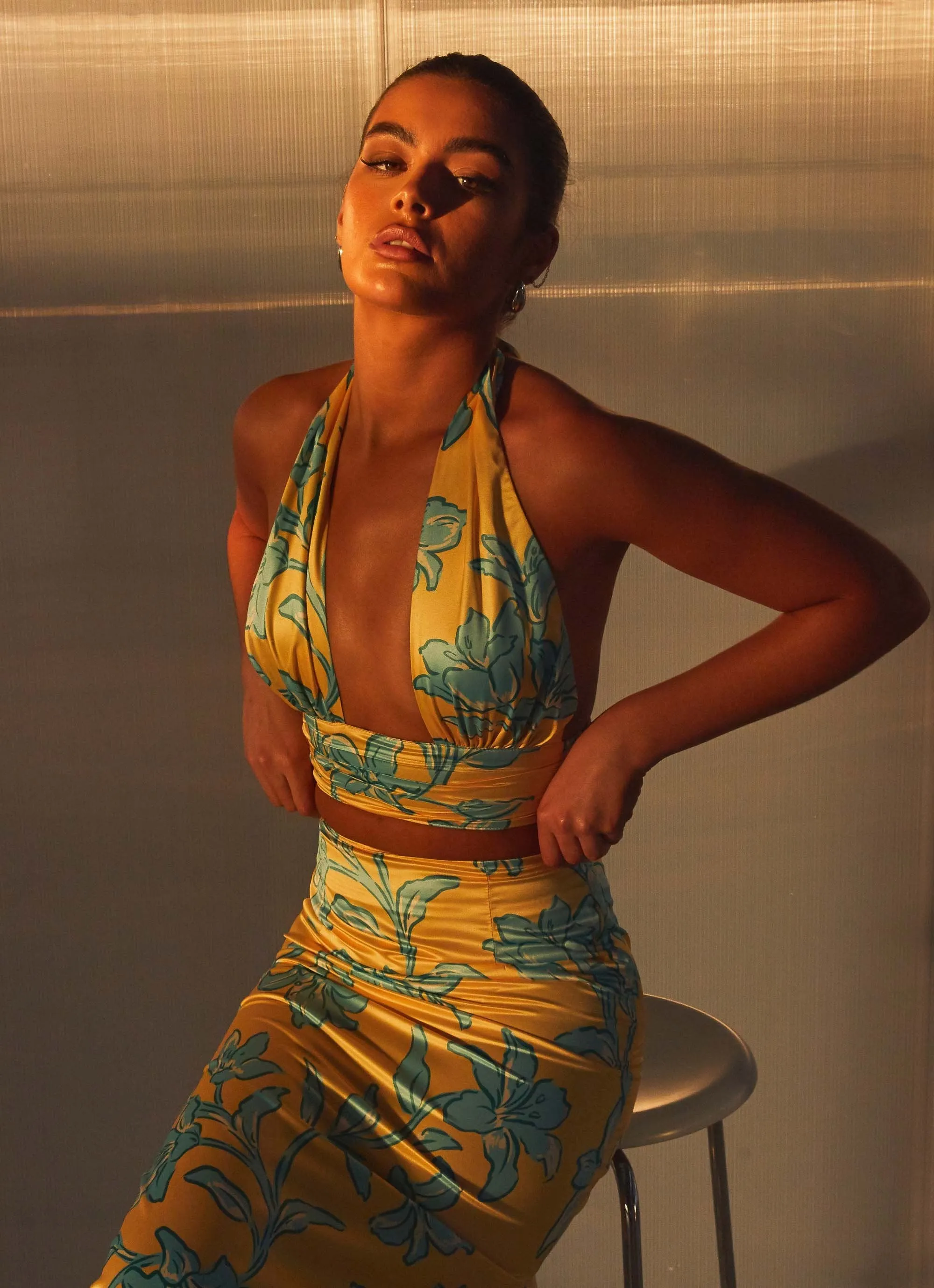 Amalia Wrap Crop Top - Golden Bloom sold by Peppermayo product image thumbnail 5