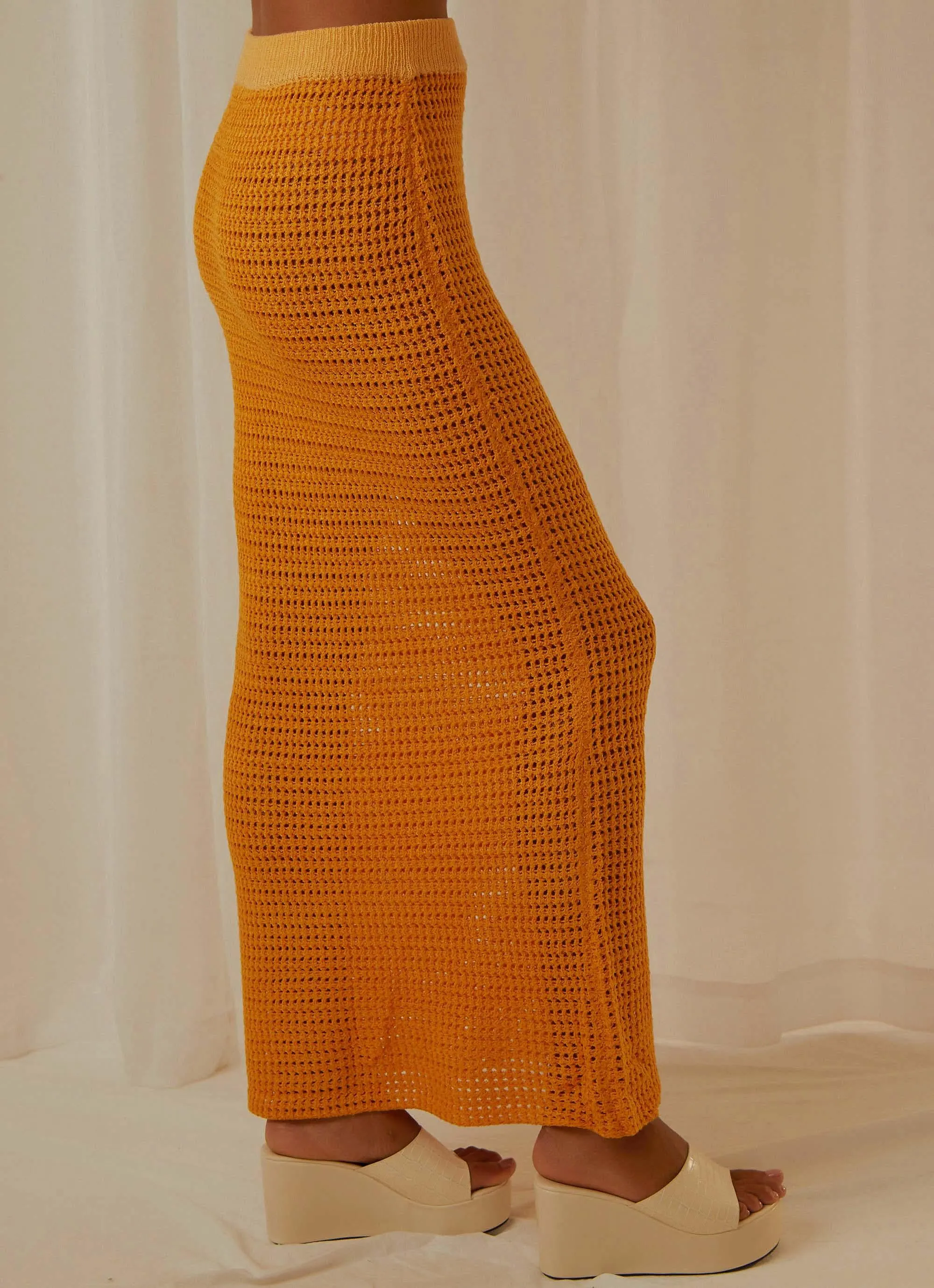 Aloha Shores Crochet Maxi Skirt - Mango sold by Peppermayo product image thumbnail 4