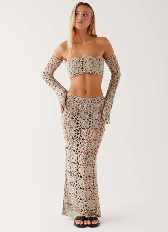 Sorrentino Crochet Maxi Skirt - Sage sold by Peppermayo