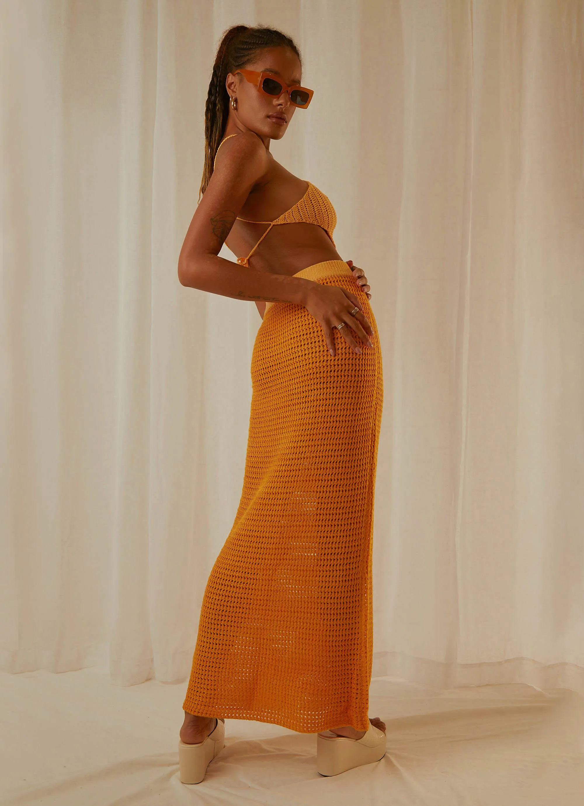 Aloha Shores Crochet Maxi Skirt - Mango sold by Peppermayo product image thumbnail 2