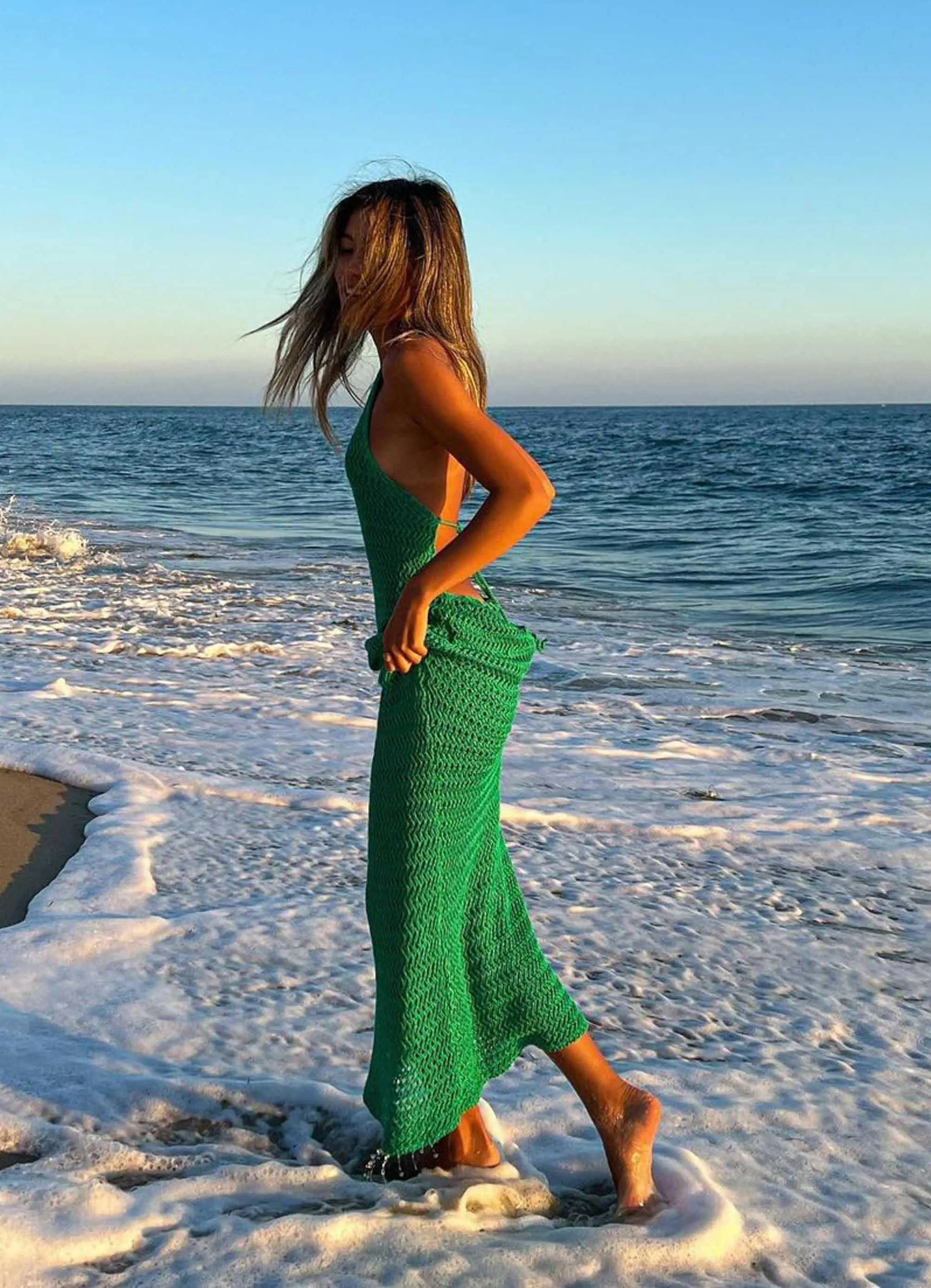 Coastal Streets Crochet Maxi Dress - Green sold by Peppermayo product image thumbnail 2