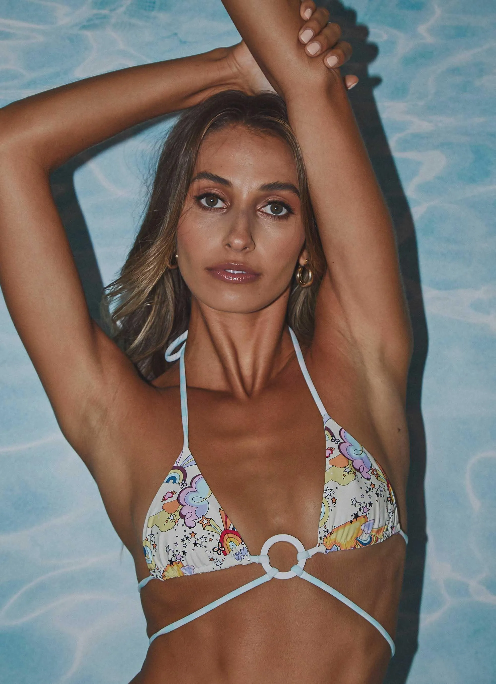 Ziggy Reversible Bikini Top - Vanilla Skyrockets and Blue Gingham sold by Peppermayo