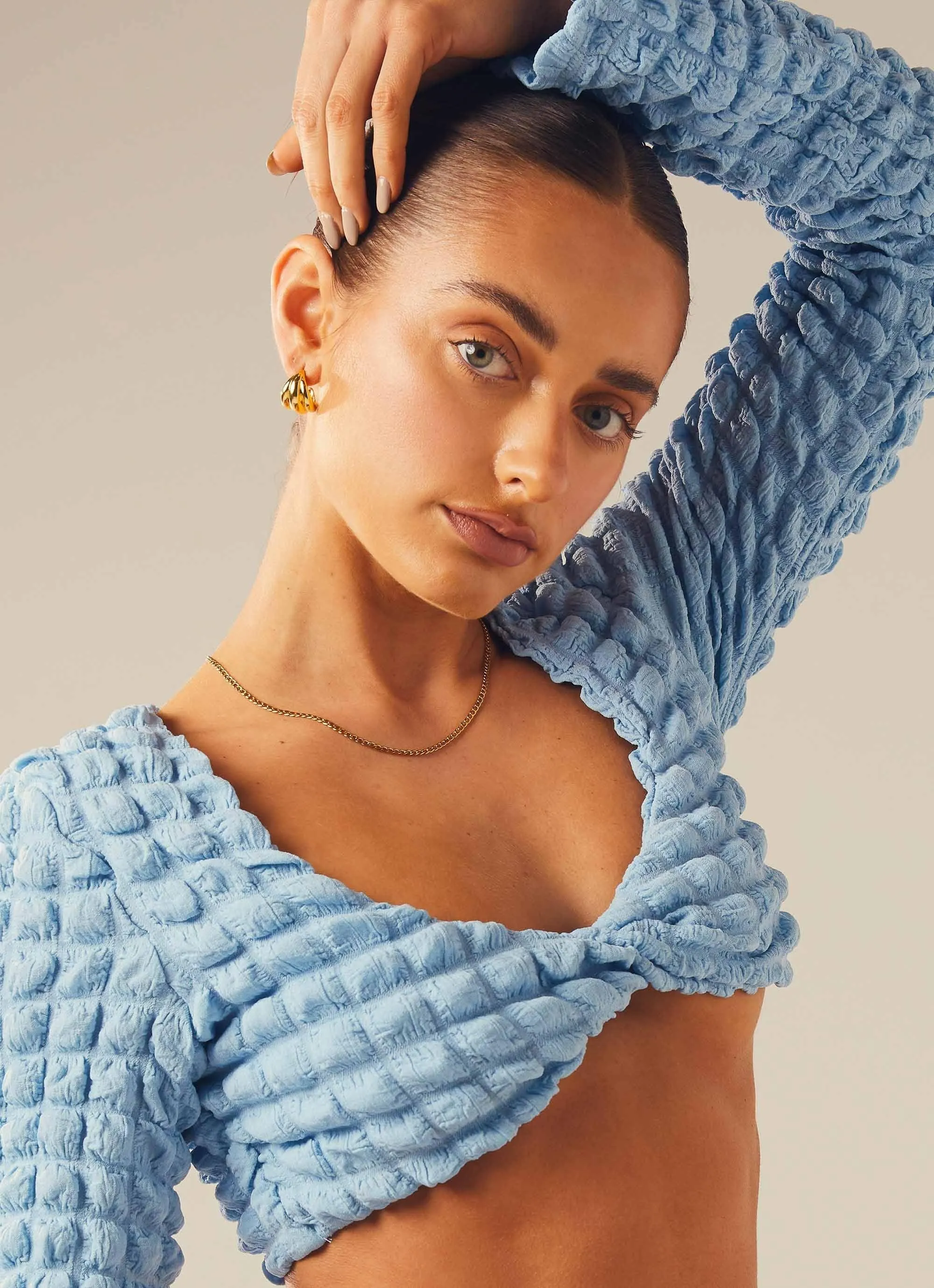 Unfoolish Twist Crop Top - Sky Blue sold by Peppermayo product image thumbnail 5