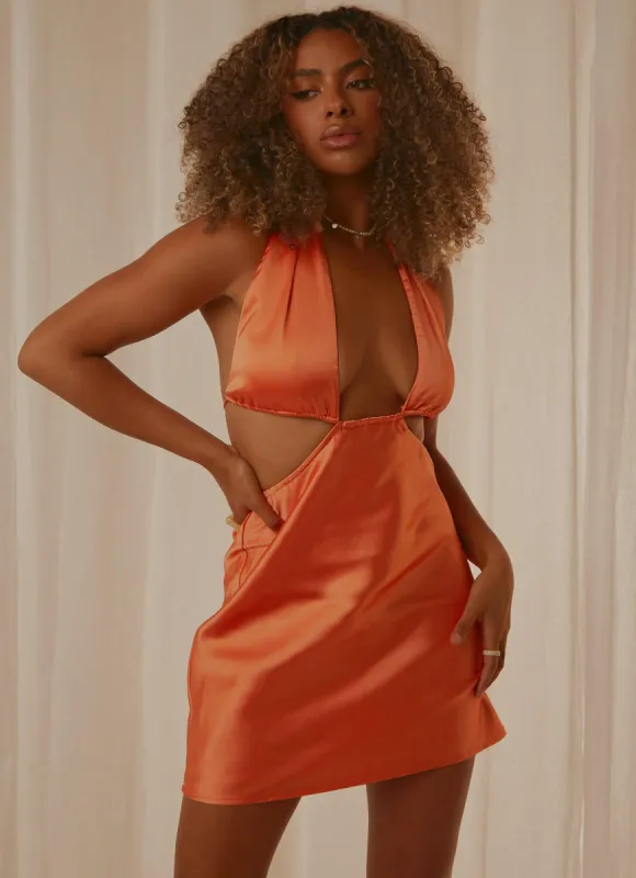 Above It All Mini Dress - Orange made by Peppermayo