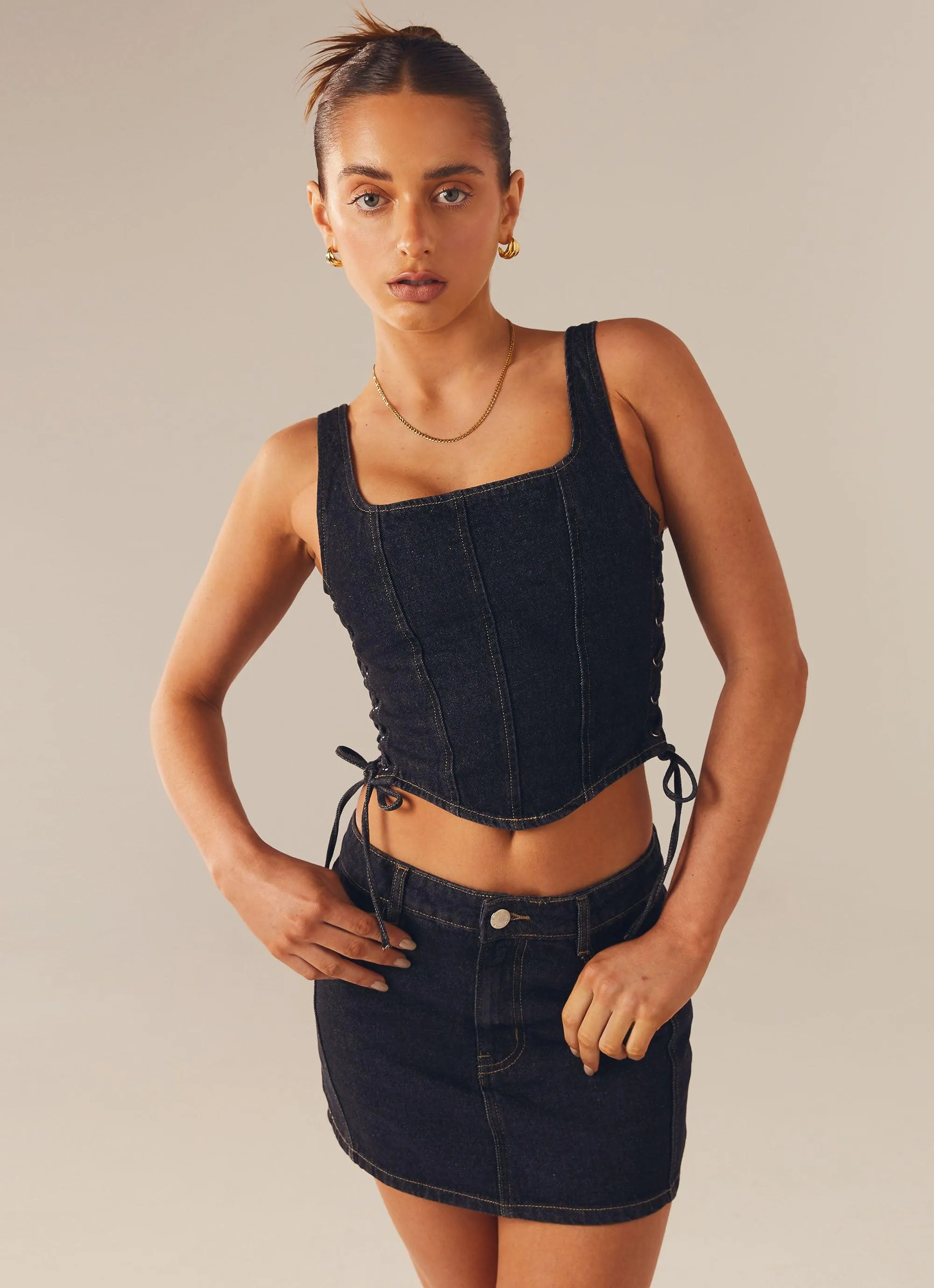 Giddy Up Denim Mini Skirt - Black Wash sold by Peppermayo product image thumbnail 5