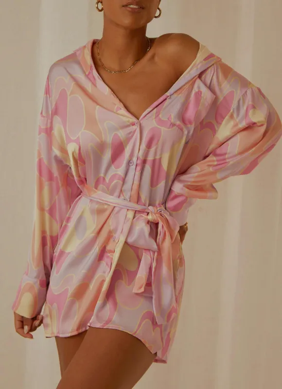 Faye Mini Shirt Dress - Psychedelic sold by Peppermayo