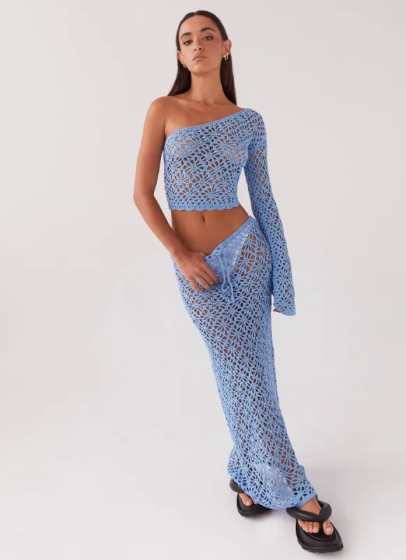Merliah Crochet Maxi Skirt - Blue sold by Peppermayo