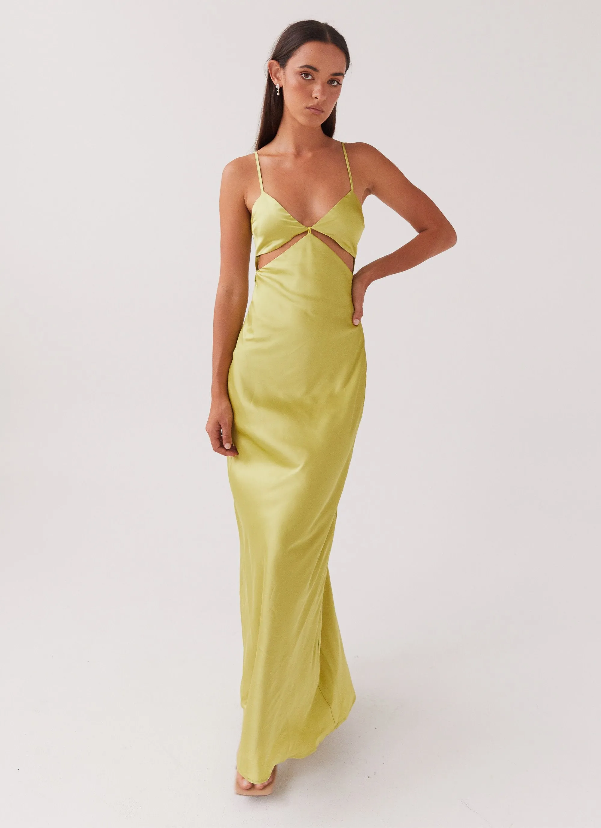 Raylie Cut Out Maxi Dress - Chartreuse sold by Peppermayo product image thumbnail 5