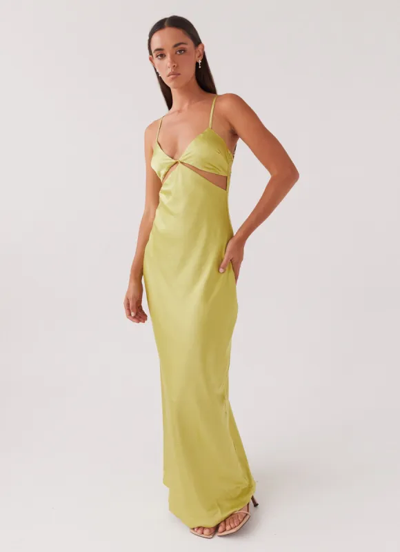 Raylie Cut Out Maxi Dress - Chartreuse sold by Peppermayo