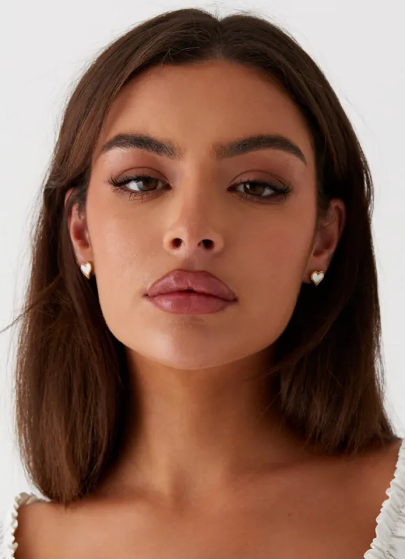 Lois Heart Earrings - Gold sold by Peppermayo