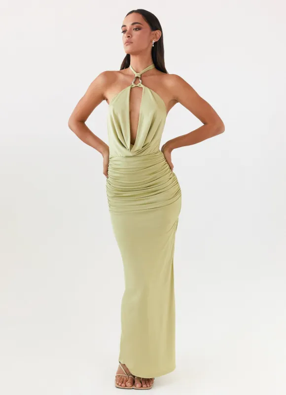 Samara Halterneck Maxi Dress - Sage made by Peppermayo