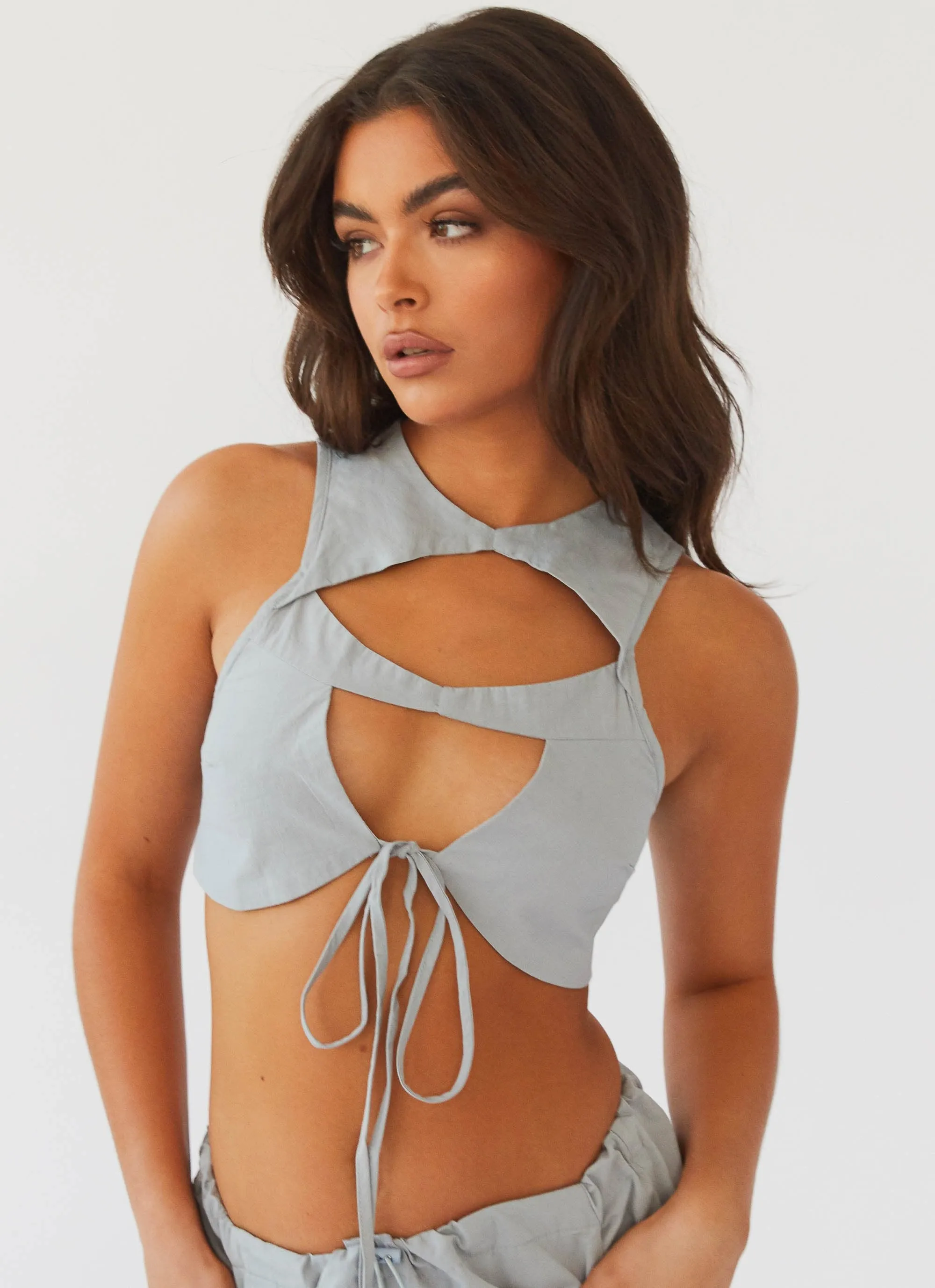 Next In Line Crop Top - Cement Blue sold by Peppermayo product image thumbnail 5