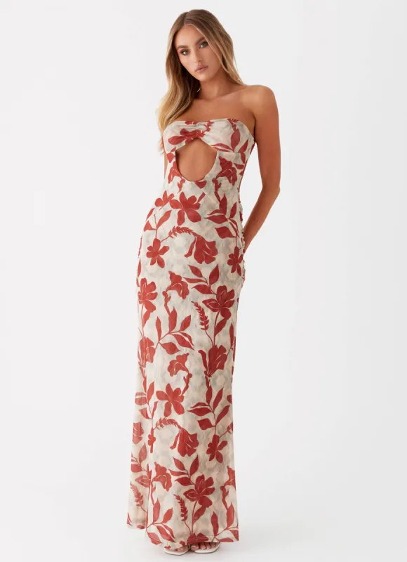Dearest Maxi Dress - Red Green Floral sold by Peppermayo