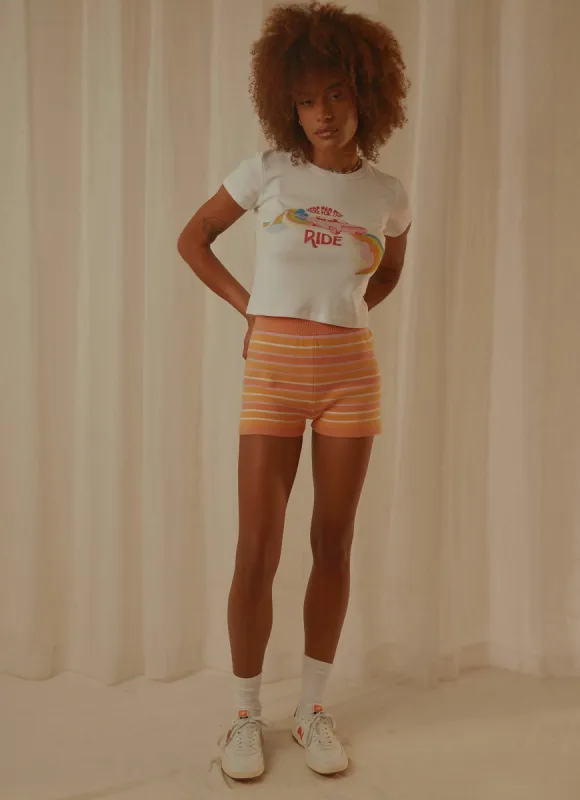 Here For The Ride Slim Tee - White sold by Peppermayo