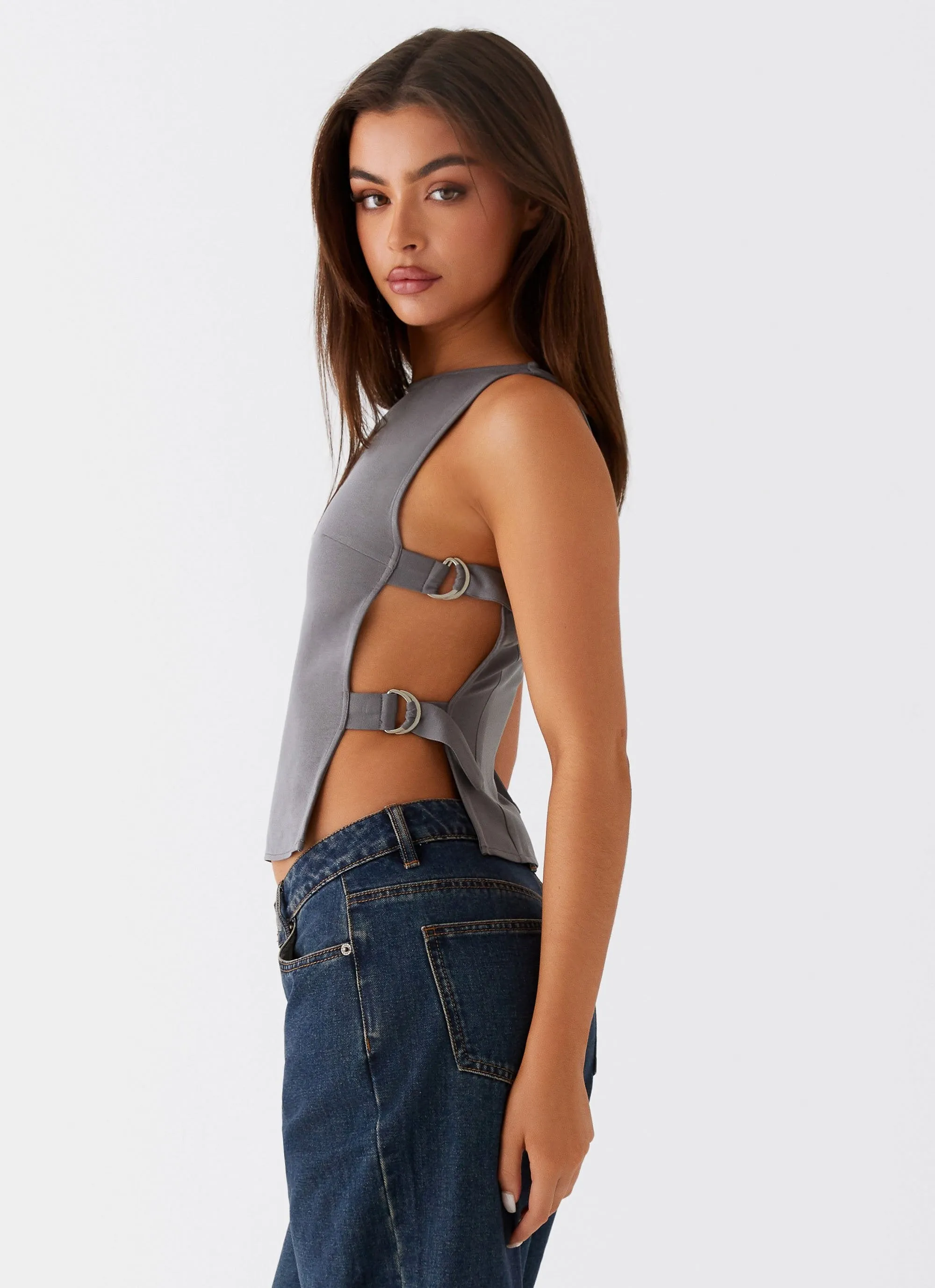 Cherish You Buckle Top - Charcoal sold by Peppermayo product image thumbnail 3