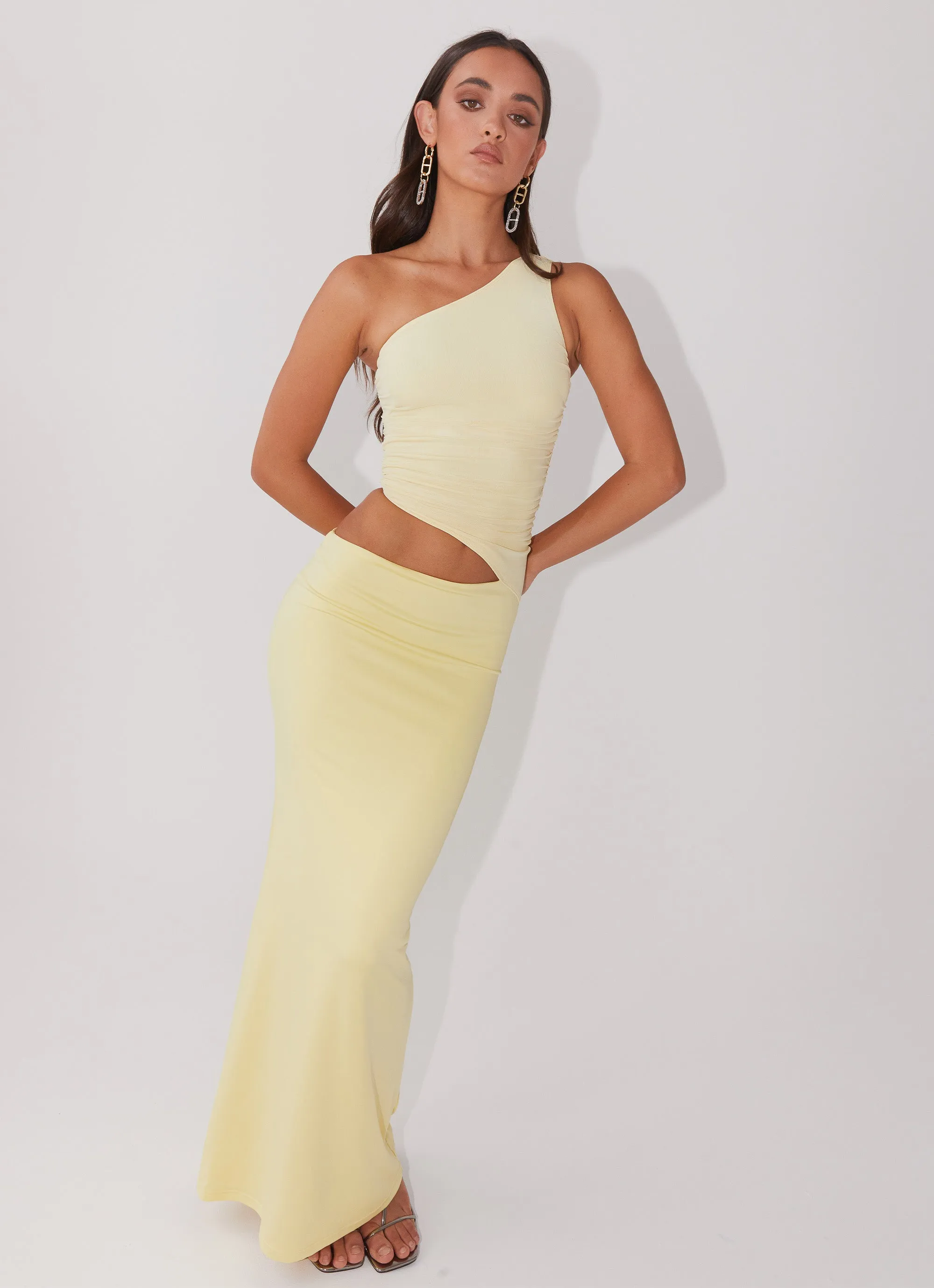 Seranella One Shoulder Maxi Dress - Lemon sold by Peppermayo product image thumbnail 2