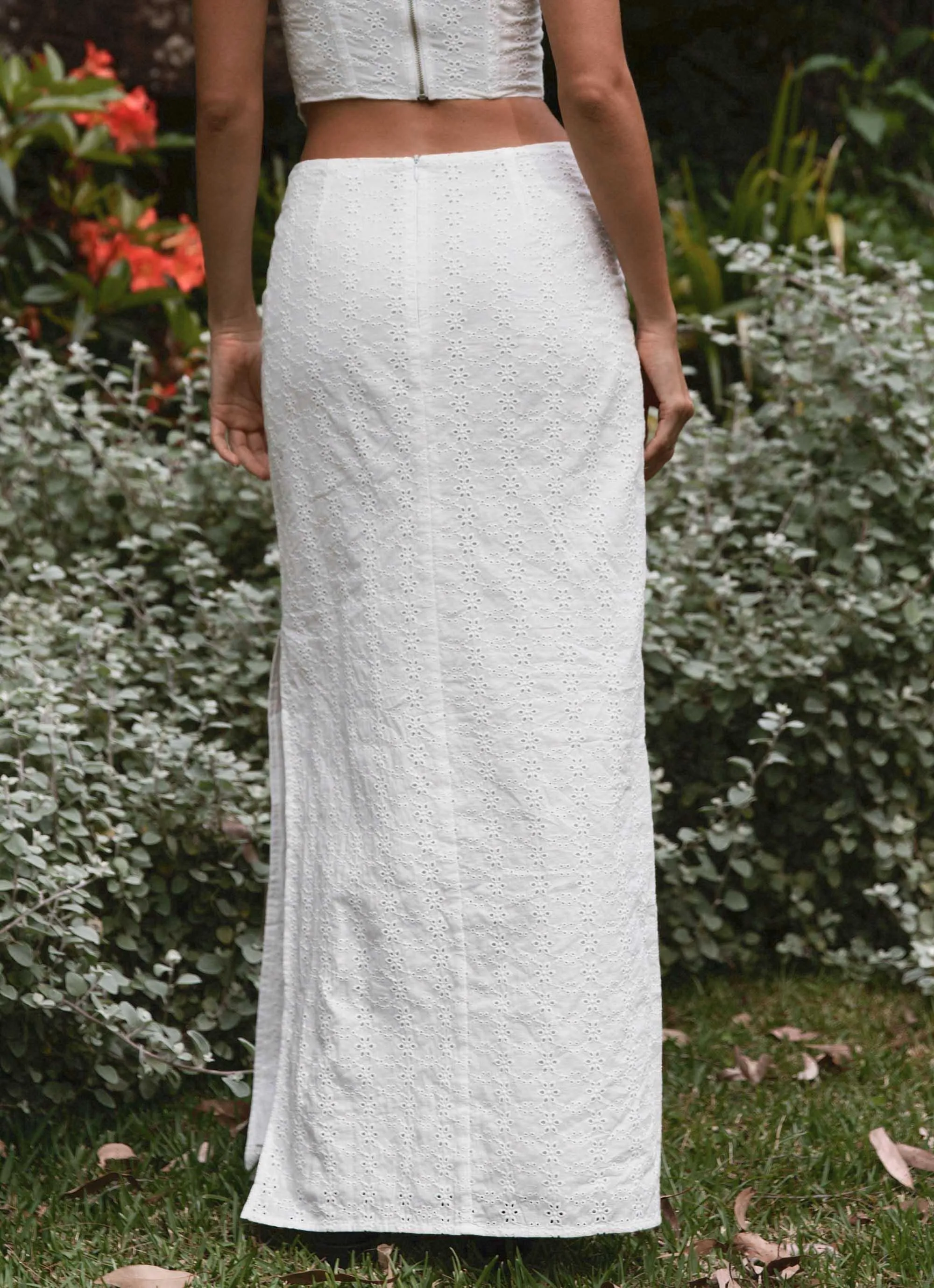 Georgia Peaches Broderie Maxi Skirt - Whisper White sold by Peppermayo product image thumbnail 5
