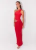 Seranella One Shoulder Maxi Dress - Cherry Red sold by Peppermayo