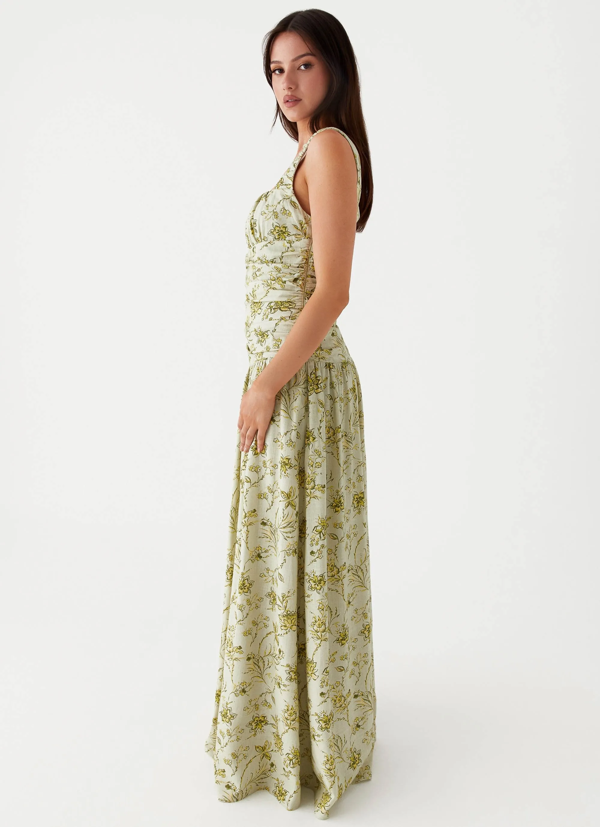 Zinna Linen Maxi Dress - Sage Floral sold by Peppermayo product image thumbnail 3