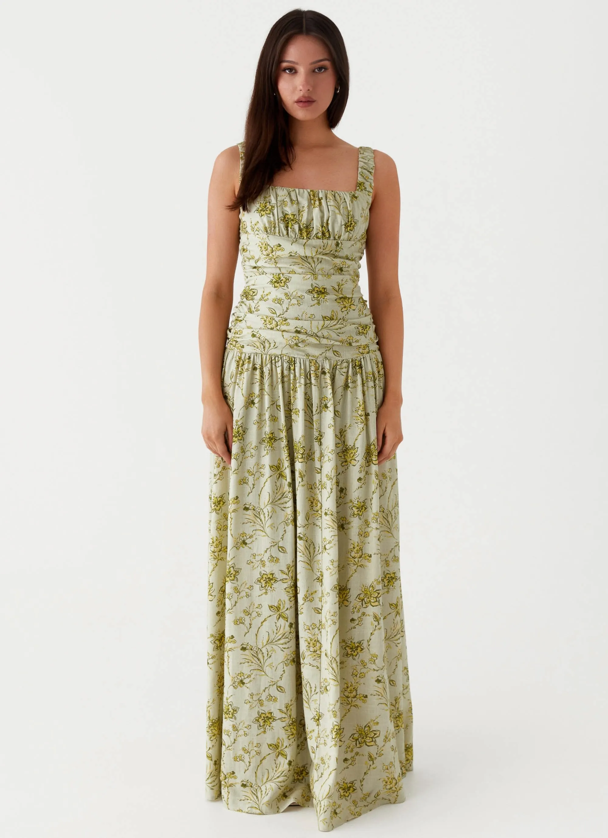 Zinna Linen Maxi Dress - Sage Floral sold by Peppermayo product image thumbnail 2