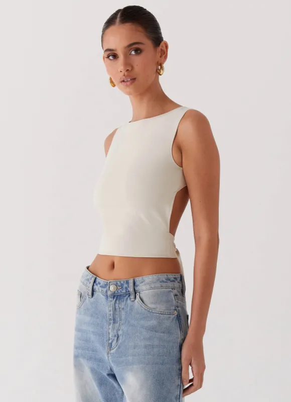 Saskie Crop Top - Ivory sold by Peppermayo