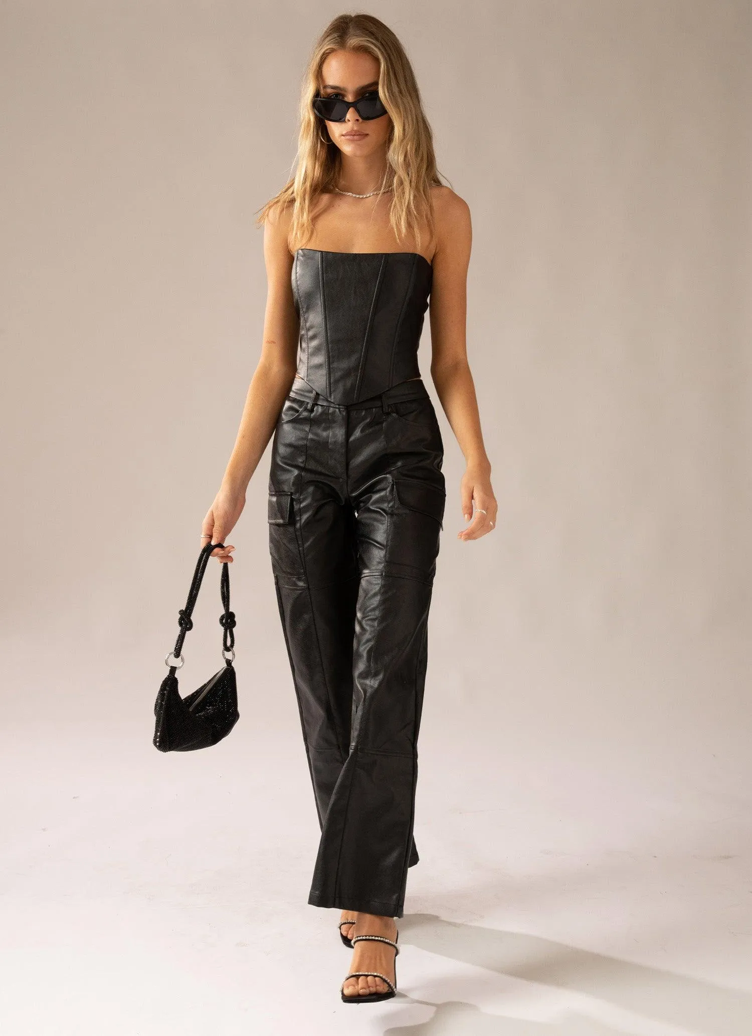 Walk On The Wild Side PU Cargo Pants - Black sold by Peppermayo product image thumbnail 3