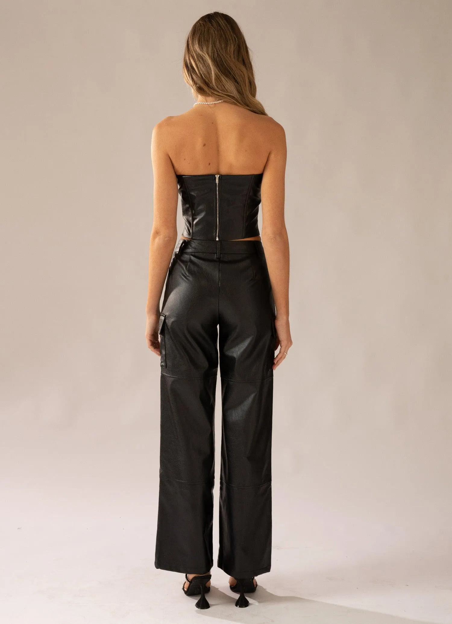 Walk On The Wild Side PU Cargo Pants - Black sold by Peppermayo product image thumbnail 5