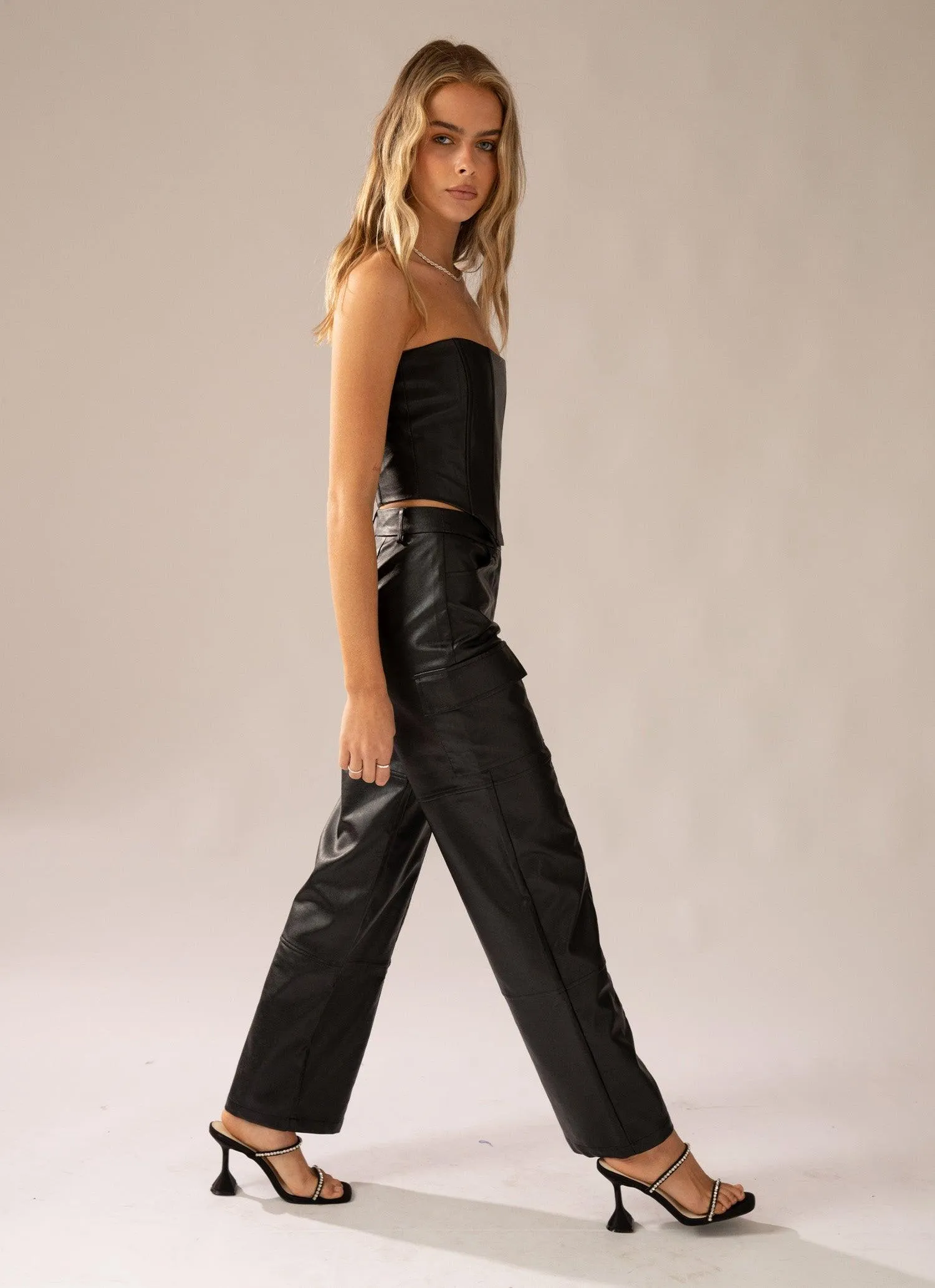 Walk On The Wild Side PU Cargo Pants - Black sold by Peppermayo