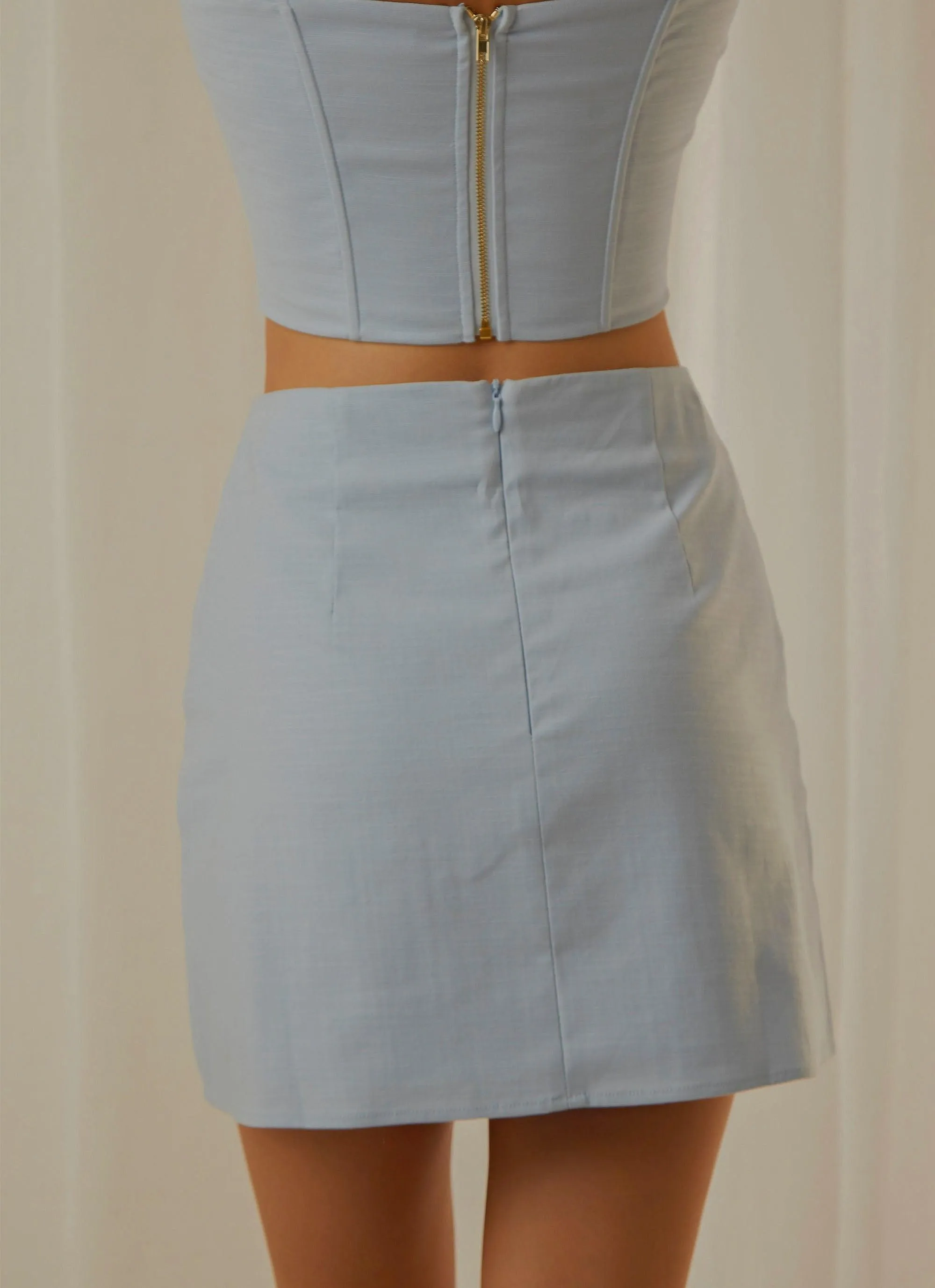 Rooftop Drinks Mini Skirt - Sky Blue sold by Peppermayo product image thumbnail 5