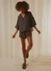 Nude Linen Lounge Shirt - Coal sold by Peppermayo
