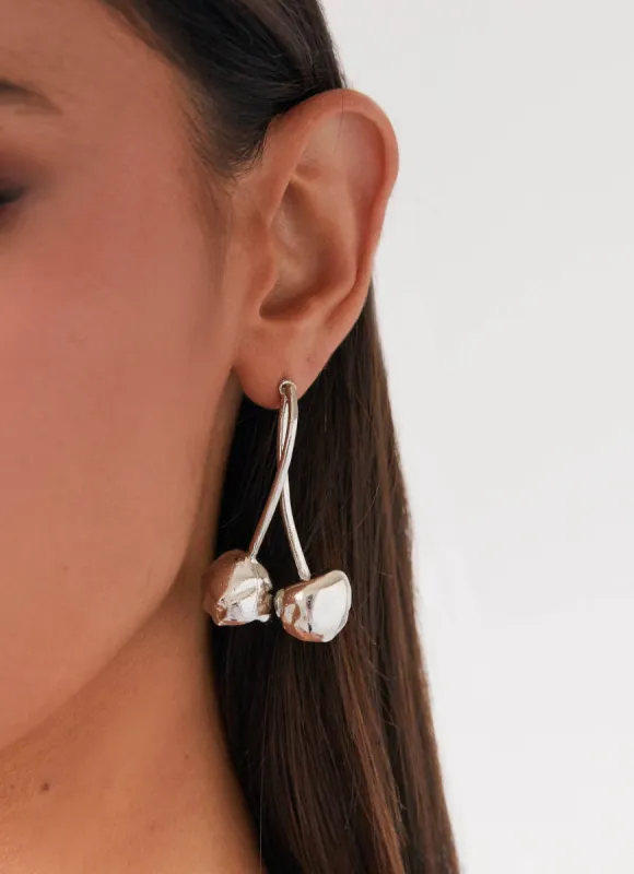 Cherry Forever Earrings - Silver sold by Peppermayo