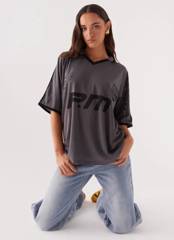 Let's Go Jersey Top - Grey sold by Peppermayo