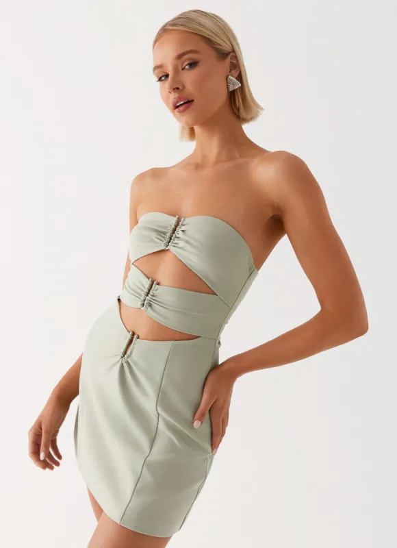 Roxie Mini Dress - Khaki sold by Peppermayo