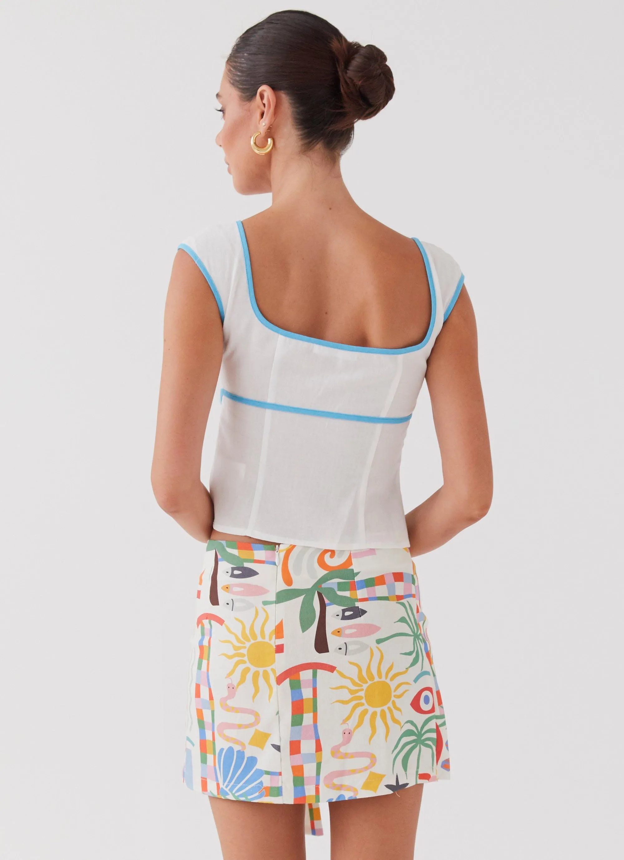 At First Light Linen Wrap Mini Skirt - Summer Palm sold by Peppermayo product image thumbnail 4