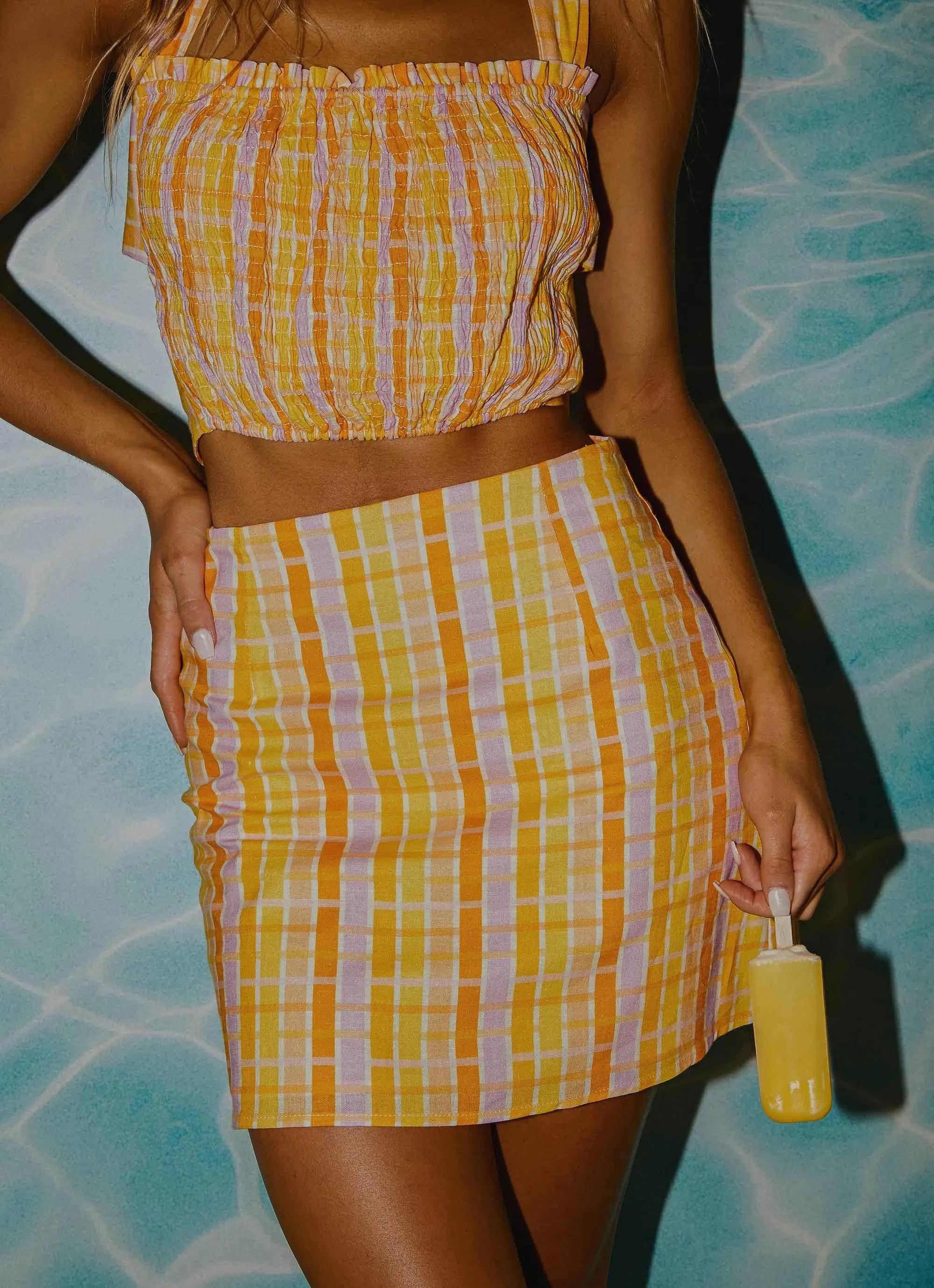 From The Beach Linen Mini Skirt - Splice Check sold by Peppermayo product image thumbnail 2