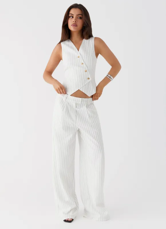 Midnight City Suit Pants - White Pinstripe sold by Peppermayo