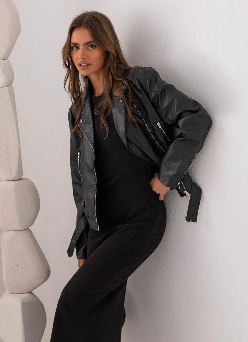 Blaze PU Biker Jacket - Black PU sold by Peppermayo product image thumbnail 2