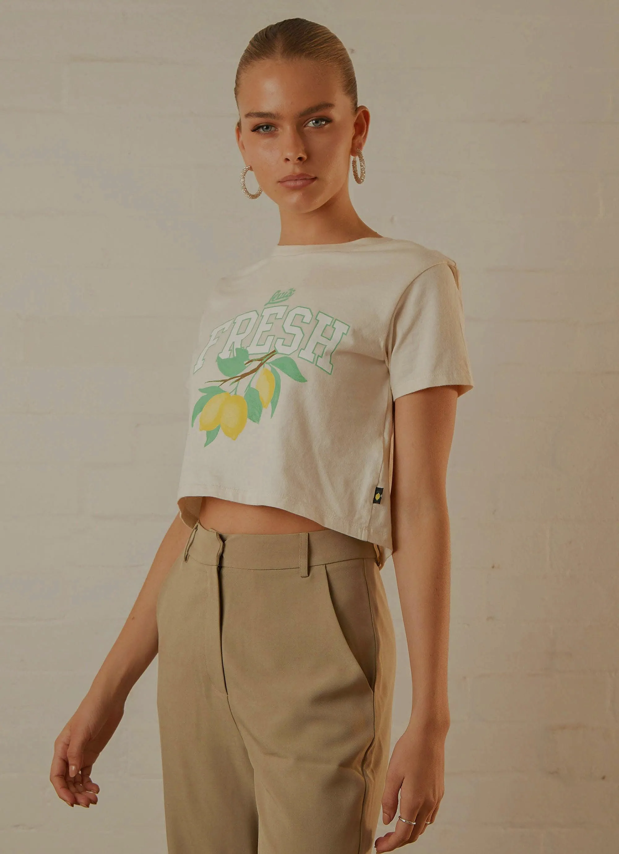 Cropped Jordie Tee - Undyed Greige sold by Peppermayo