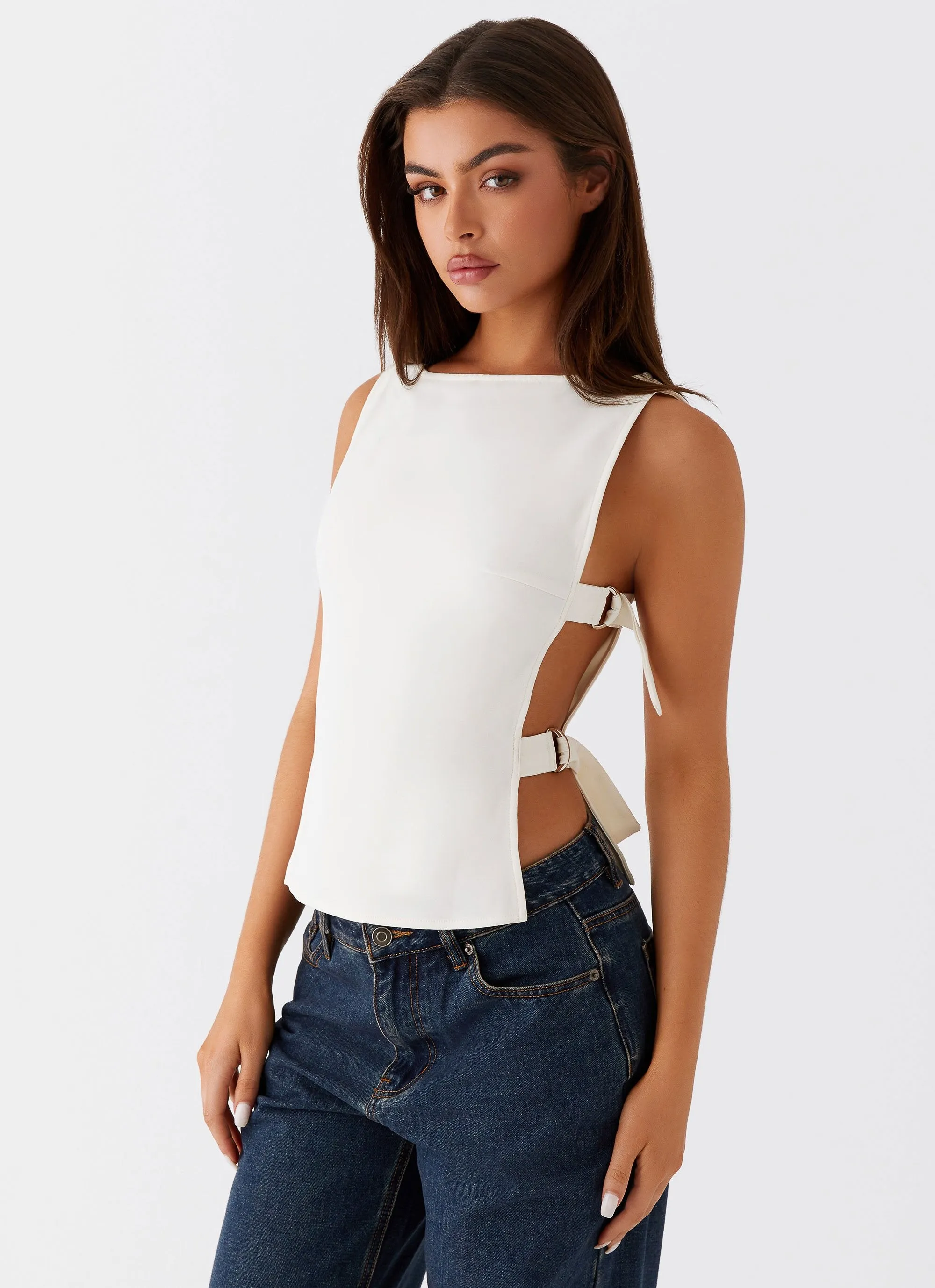 Cherish You Buckle Top - White sold by Peppermayo product image thumbnail 5
