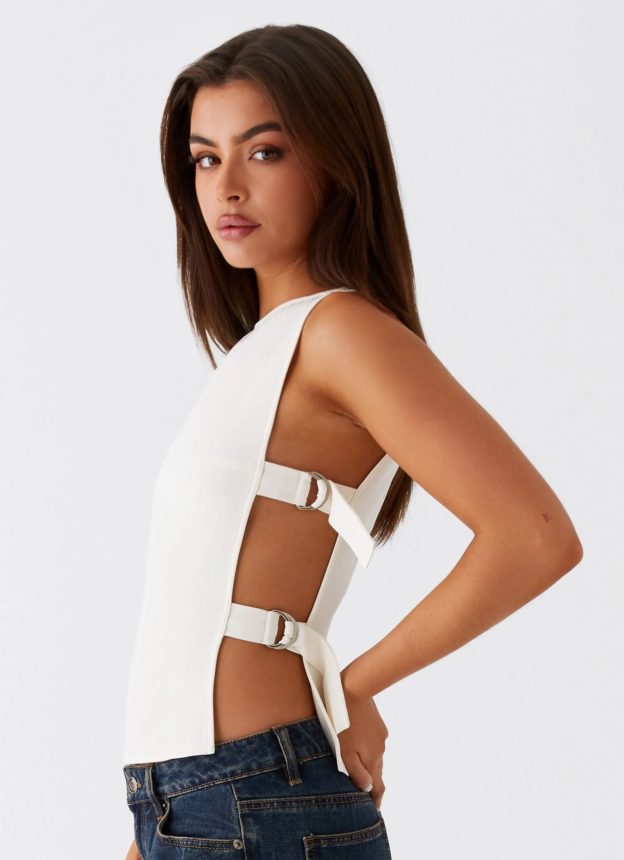 Cherish You Buckle Top - White sold by Peppermayo product image thumbnail 3