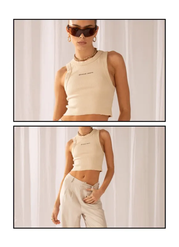 A Heather Singlet - Latte sold by Peppermayo