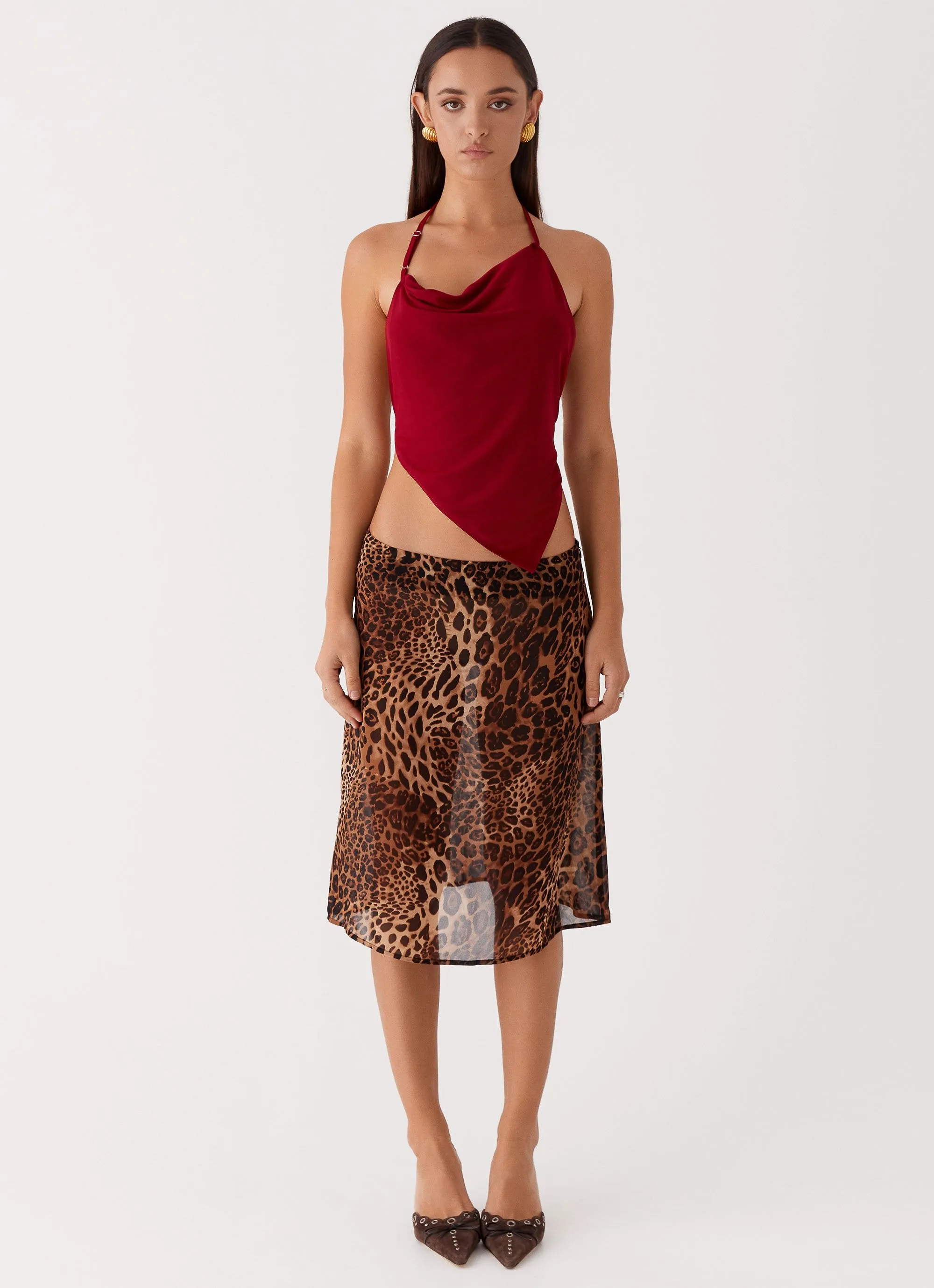 Evoke Chiffon Midi Skirt - Leopard sold by Peppermayo product image thumbnail 2