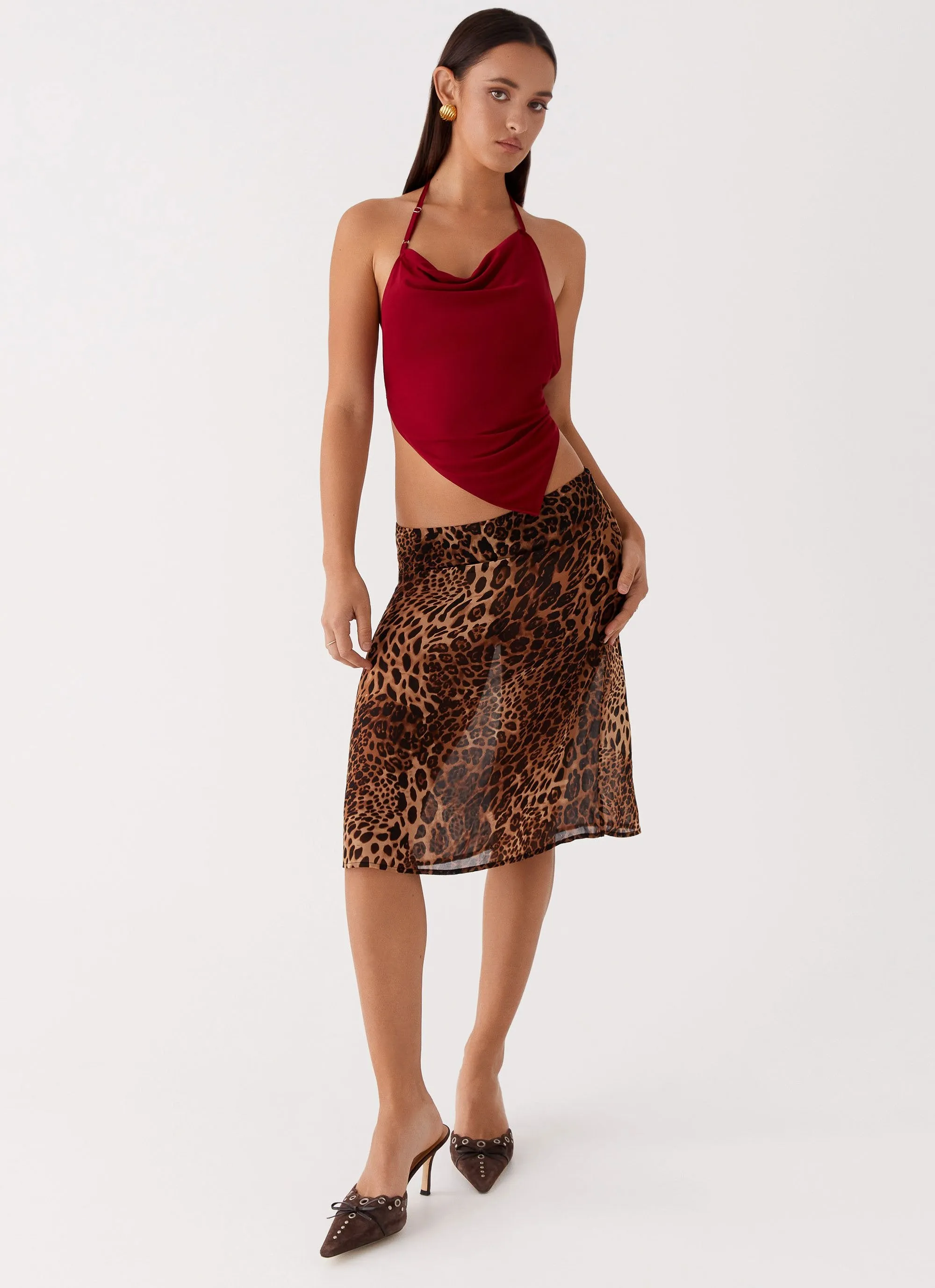 Evoke Chiffon Midi Skirt - Leopard sold by Peppermayo