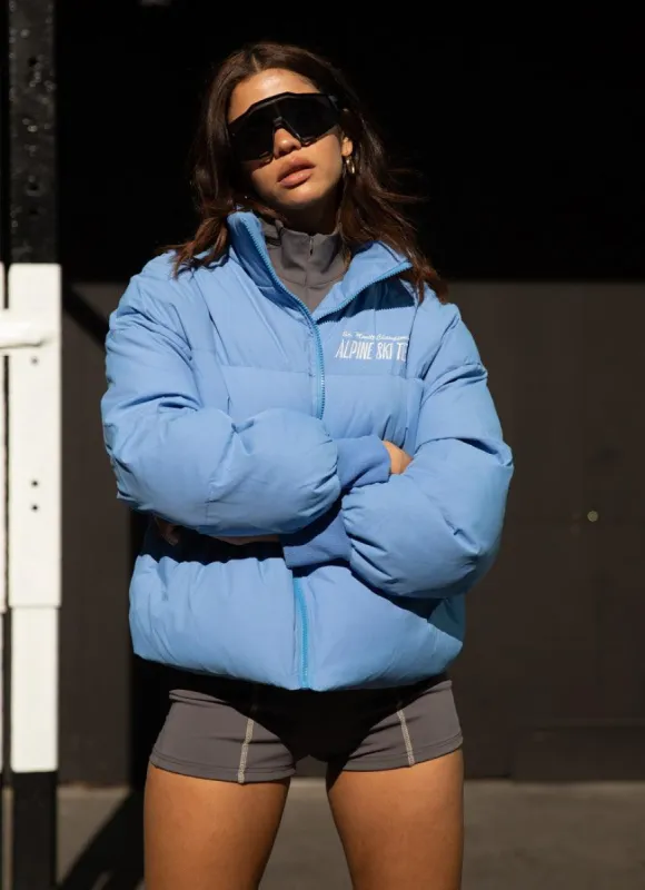 The Slopes Puffer Jacket - Azure sold by Peppermayo