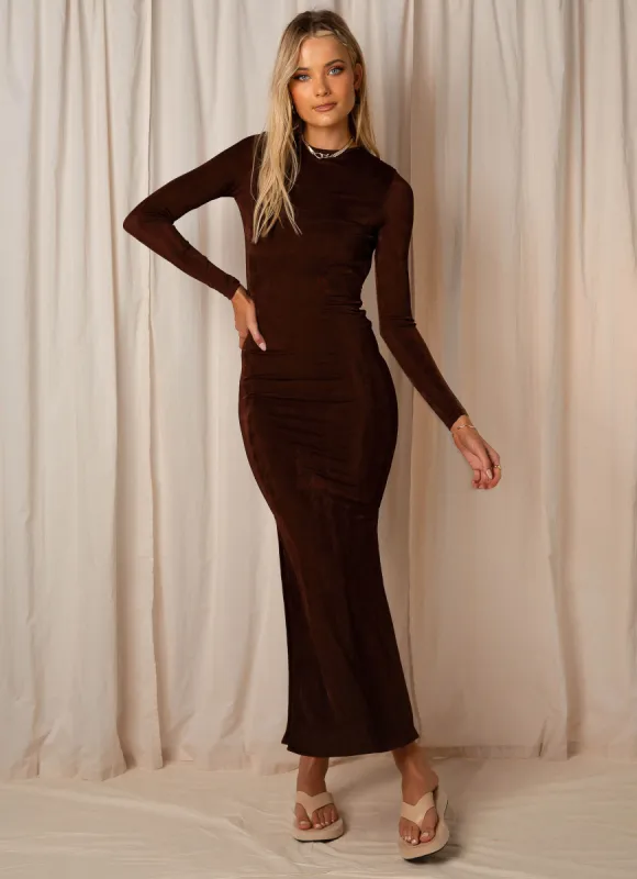 Arms Around You Maxi Dress - Chocolate sold by Peppermayo