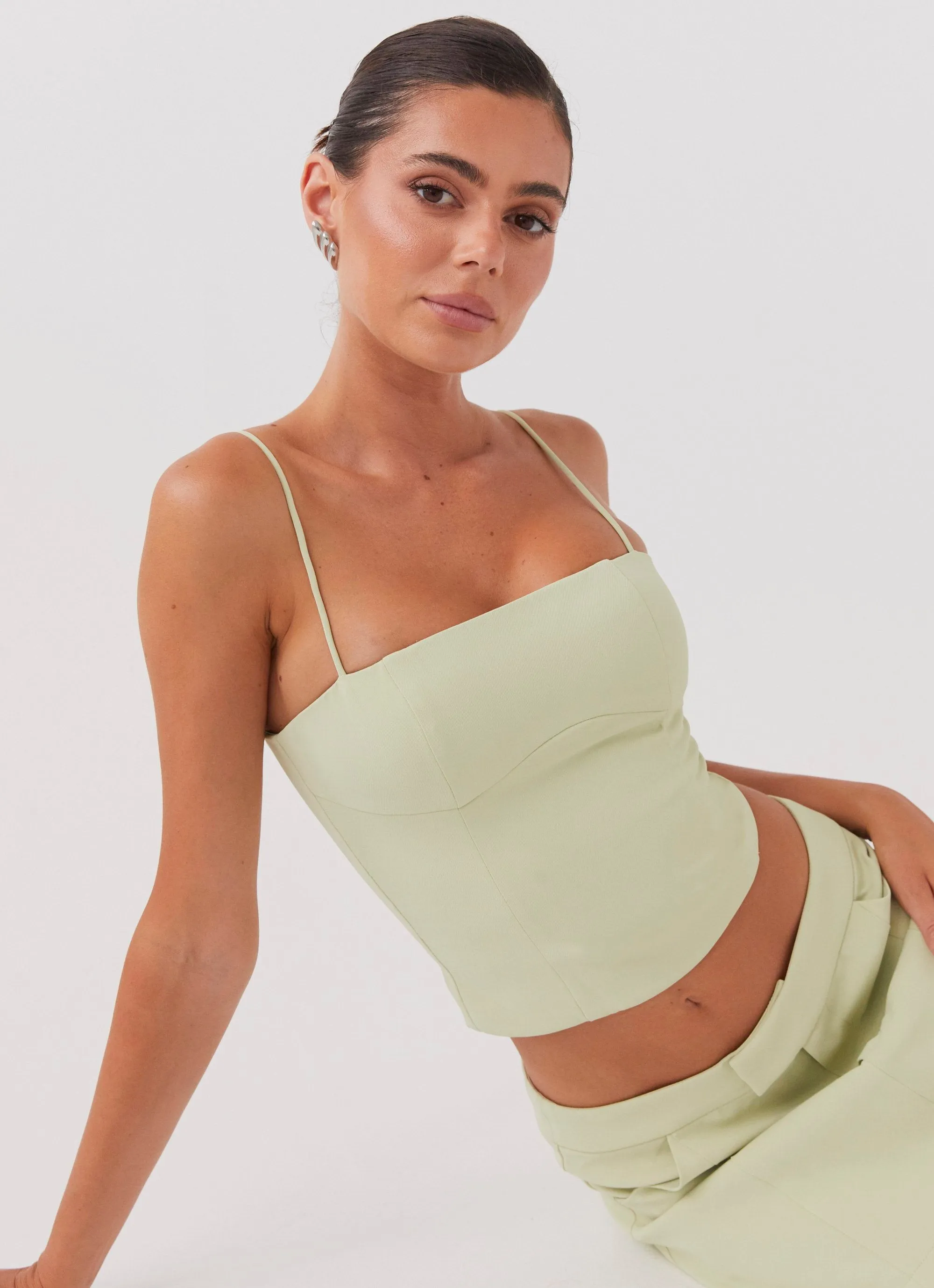 Eliana Crop Top - Green Zest sold by Peppermayo