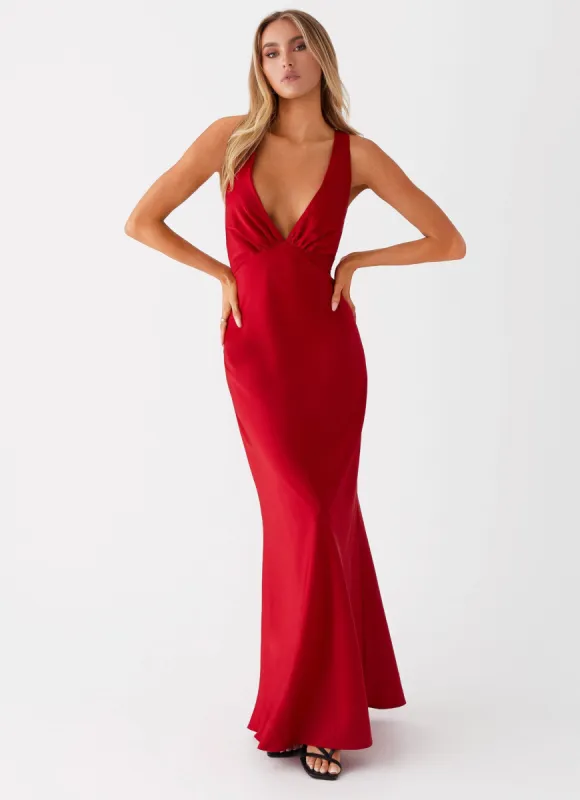 Slyvia Maxi Dress - Red sold by Peppermayo
